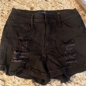 black jean shorts